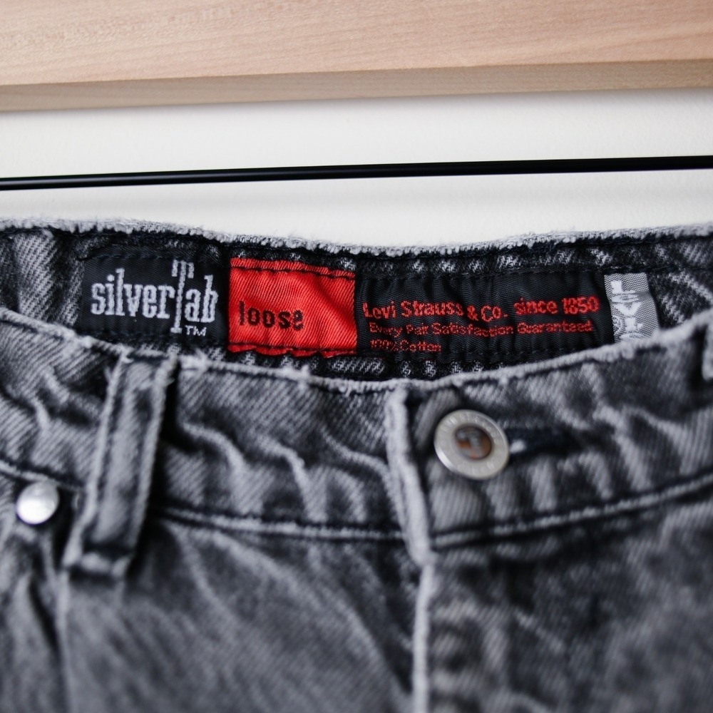 Vintage Levi's SilverTab Loose‎ Jeans 34x34 (31x32) Black Gray Y2K Baggy Skater - Picture 3 of 16